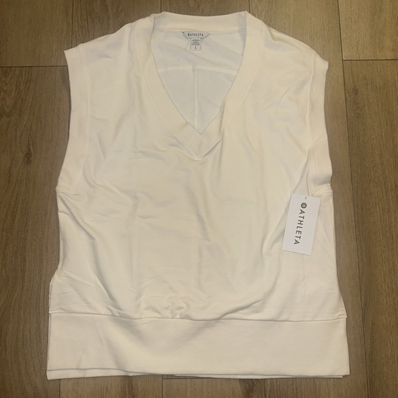 Athleta Jackets & Blazers - Athleta Women's Pullover V-Neck Cream Sport Vest Sweatshirt Large Retroterry NWT